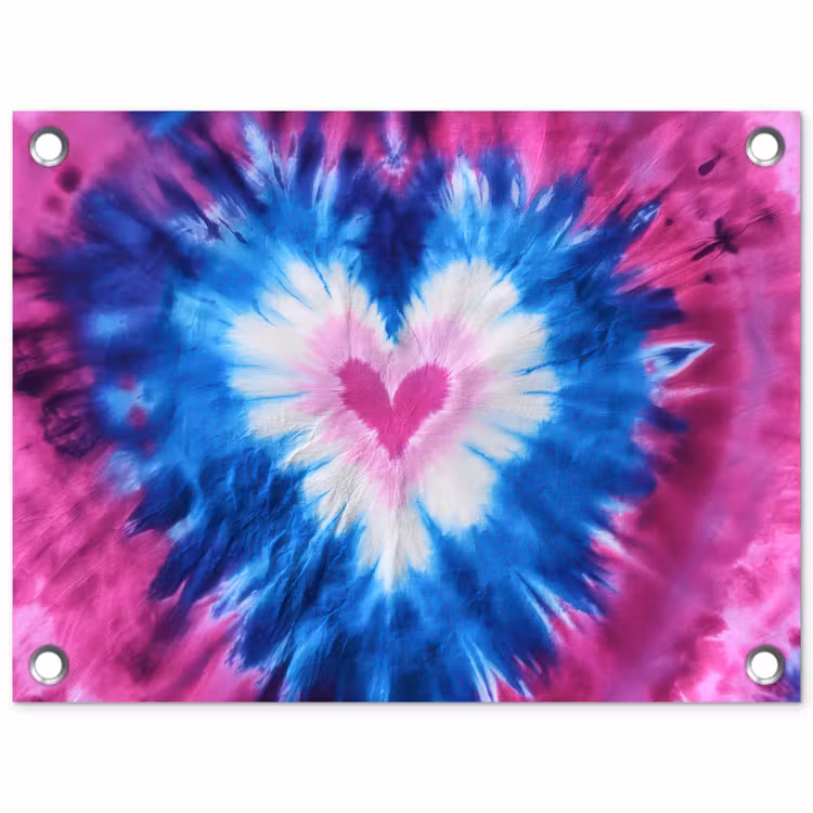 Hartvormig - Tie dye - Paars tuinposter los doek klein -3d