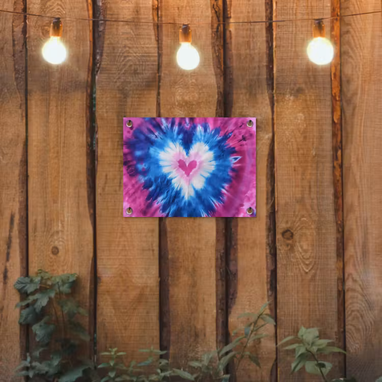 Hartvormig - Tie dye - Paars tuinposter los doek klein -sfeer1