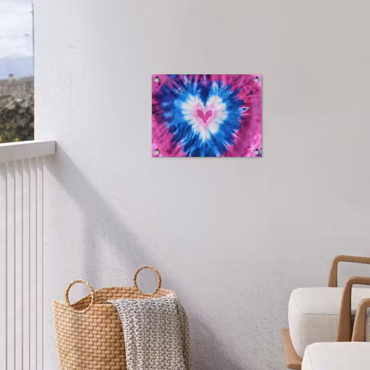Hartvormig - Tie dye - Paars tuinposter los doek klein -sfeer8