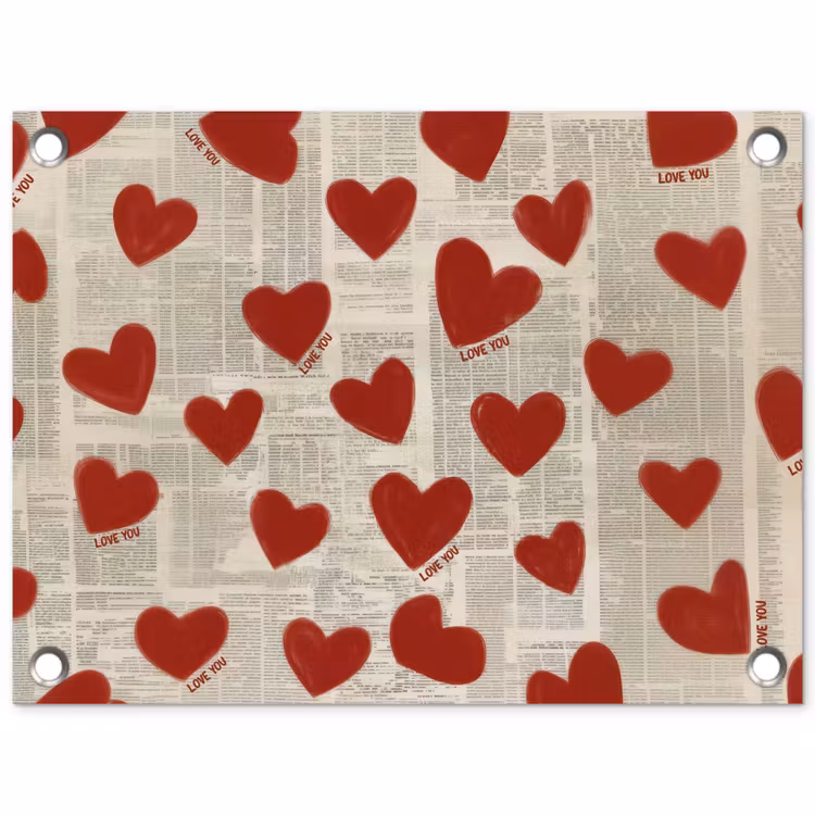 Hartjes - Krant - Loveyou tuinposter los doek klein -3d