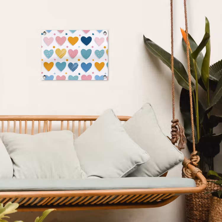 Hartjes - Pastel - Kleurcontrast - Handgetekend tuinposter los doek klein -sfeer7