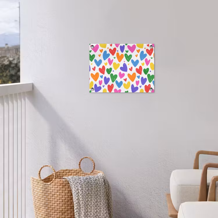 Hartjes - Patroon - Kleurrijk - Tekening tuinposter los doek klein -sfeer8