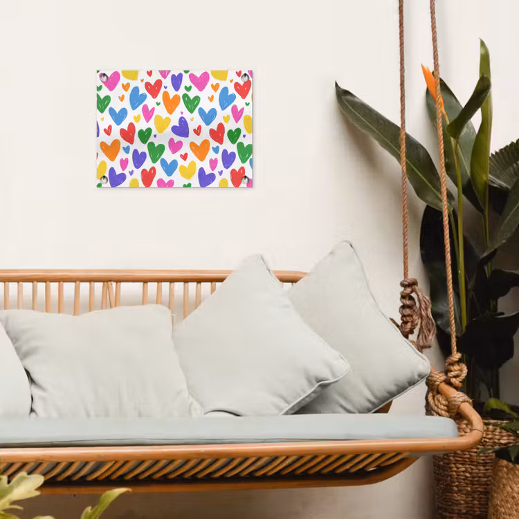 Hartjes - Patroon - Kleurrijk - Tekening tuinposter los doek klein -sfeer7