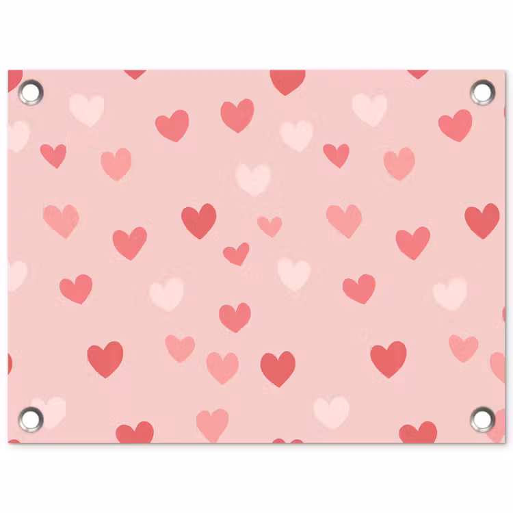 Hartjes - Patroon - Roze - Eenvoudig tuinposter los doek klein -3d