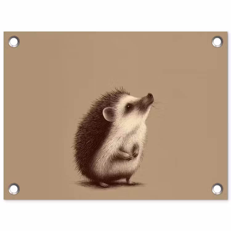 Egel - Snuitje - Bruin - Stekels tuinposter los doek klein -3d