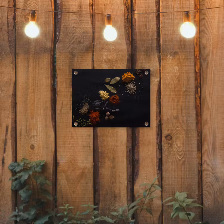 Kruiden - Zwart - Specerijen - Keuken - Koken tuinposter los doek klein -sfeer1