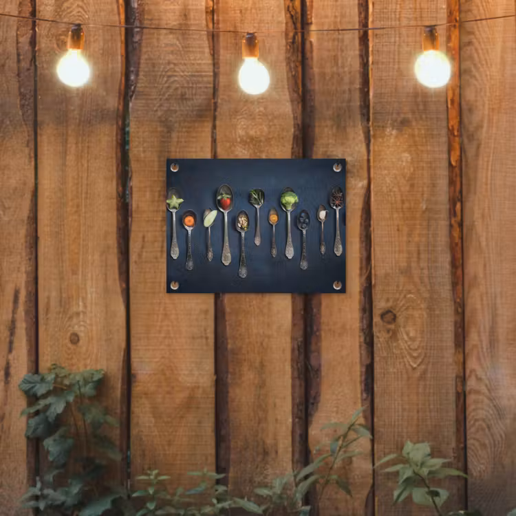 Kruiden - Lepel - Zilver - Specerijen - Industrieel tuinposter los doek klein -sfeer1