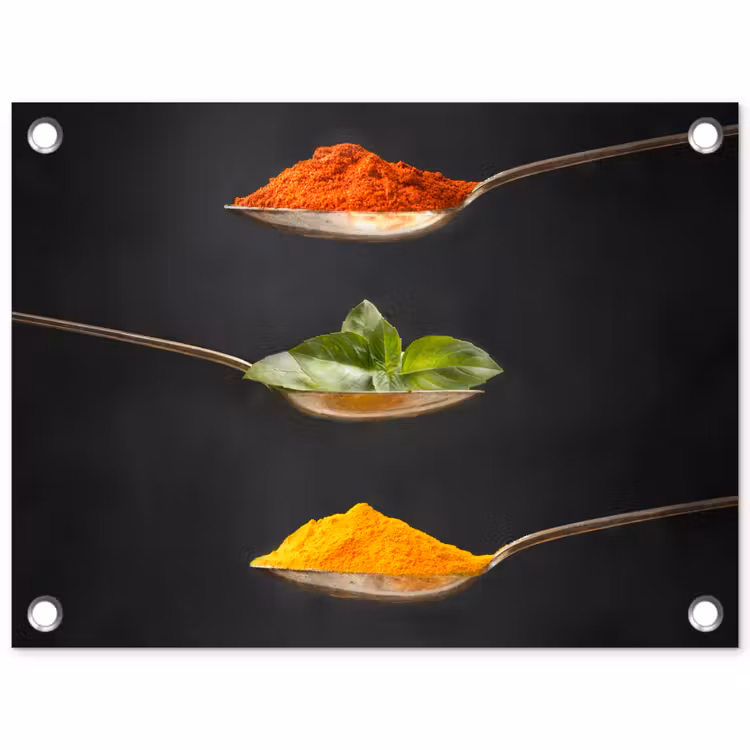 Kruiden - Lepel - Specerijen - Zwart - Italiaans tuinposter los doek klein -3d