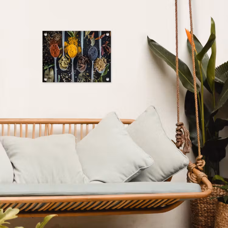 Kruiden - Lepel - Specerijen - Zwart - Keuken tuinposter los doek klein -sfeer7