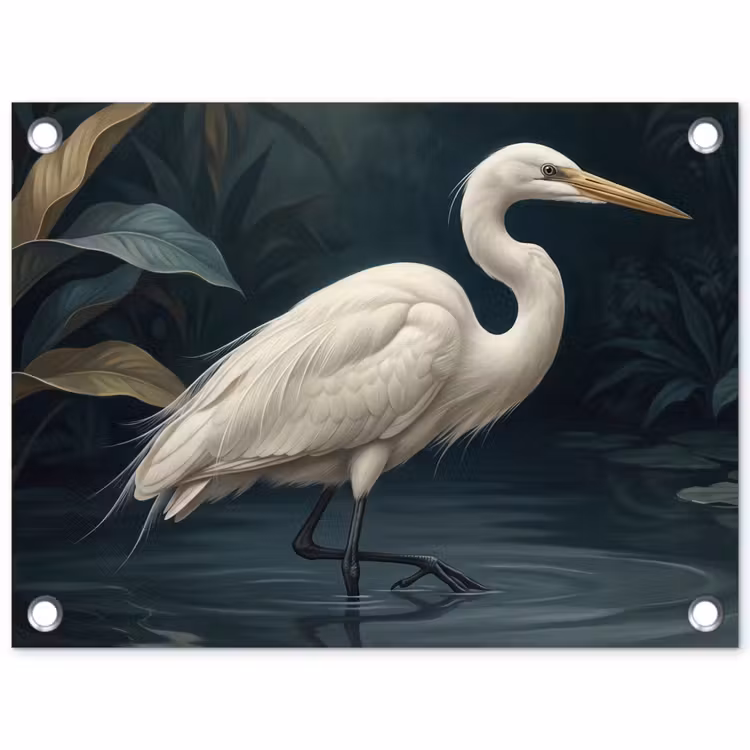 Reiger - Water - Natuur - Modern - Wit tuinposter los doek klein -3d