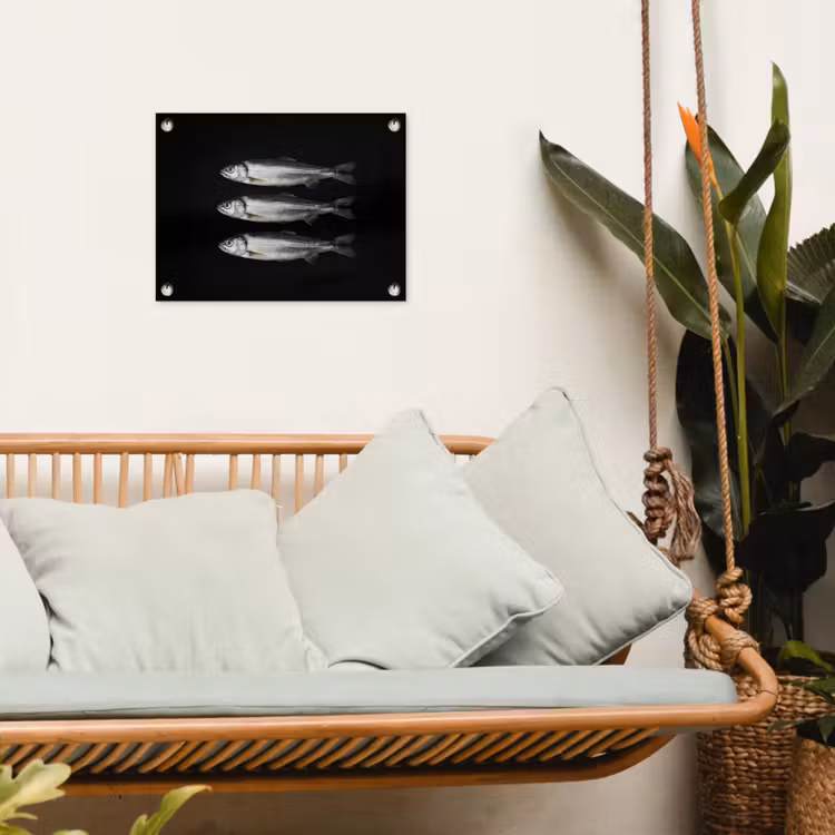 Haring - Vissen - Zwart tuinposter los doek klein -sfeer7