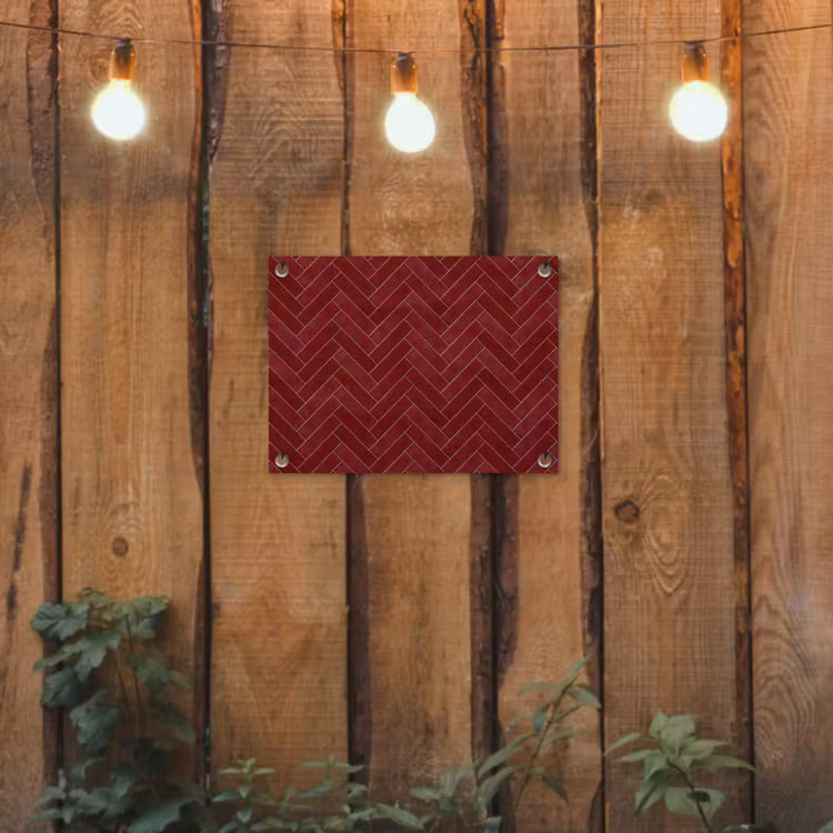 Visgraat - Wandtegel - Bordeaux - Rood tuinposter los doek klein 239 -sfeer1