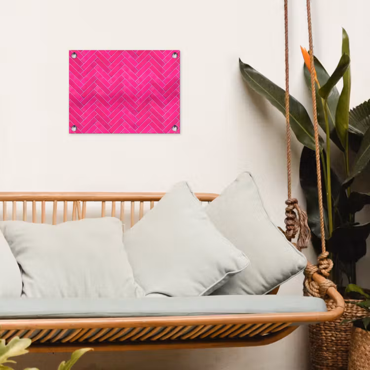 Visgraat - Wandtegel - Fuchsia - Roze tuinposter los doek klein 239 -sfeer7