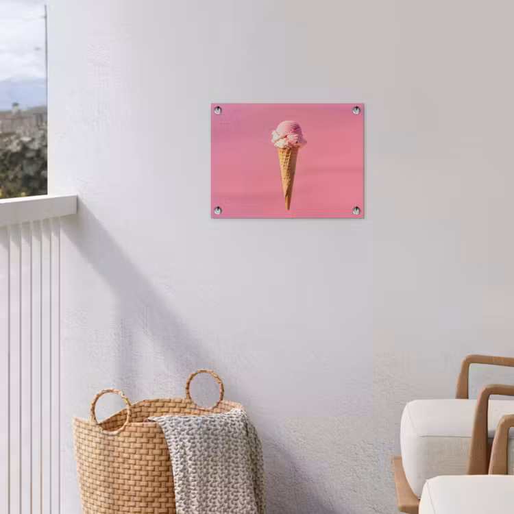 Hoorntje - Schepijs - Roze tuinposter los doek klein -sfeer8