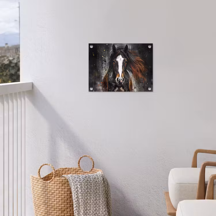 Paard - Dieren - Zwart - Luxe - Modern tuinposter los doek klein -sfeer8