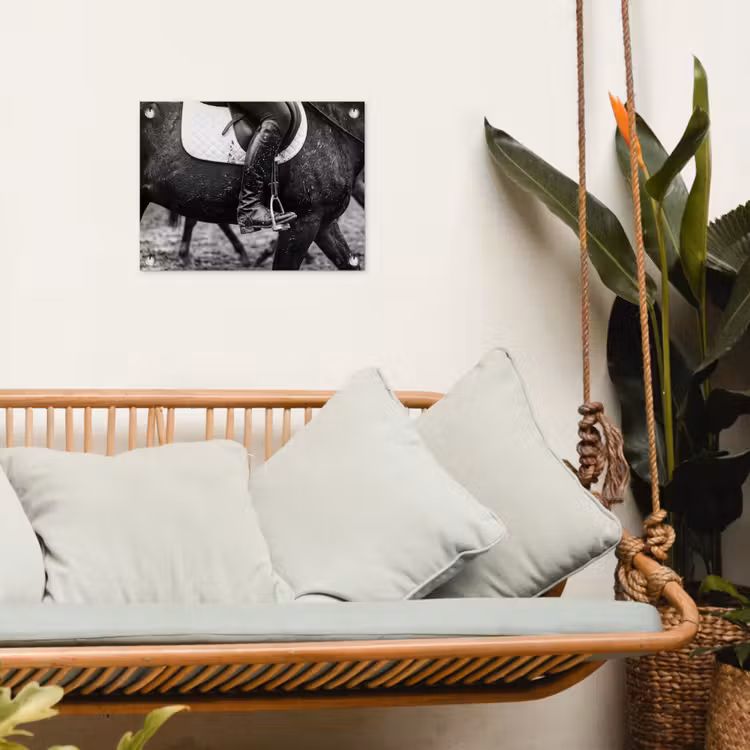 Paard - Sport - Zwart - Wit tuinposter los doek klein -sfeer7