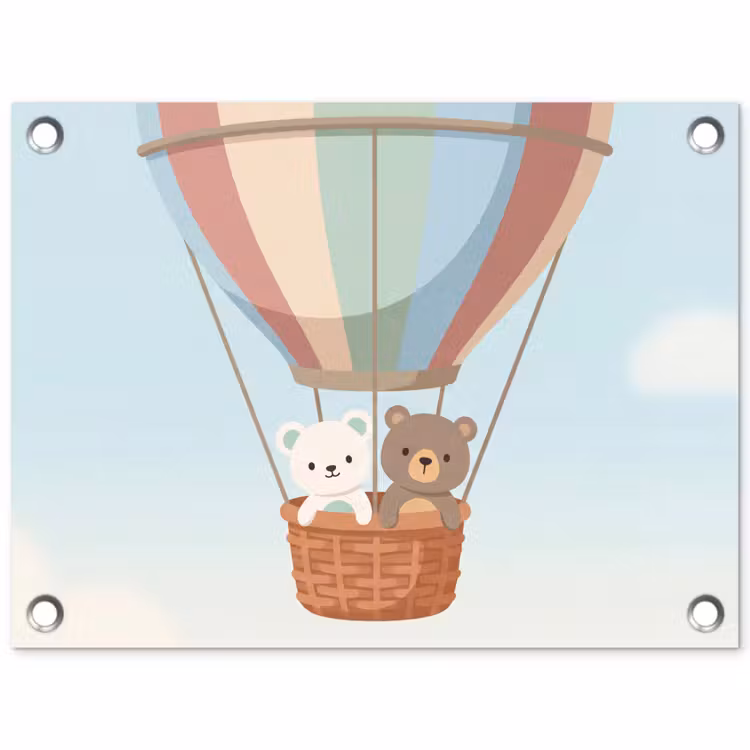 Luchtballon - Beren - Pastel tuinposter los doek klein -3d