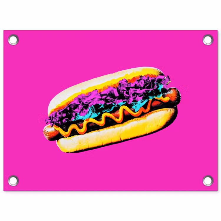 Hotdog - Roze - Retro tuinposter los doek klein -3d