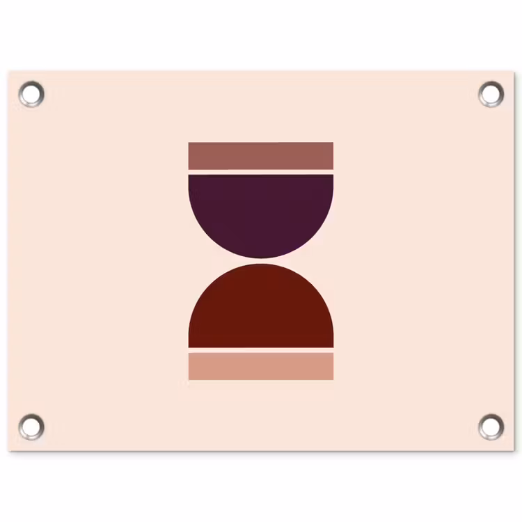 Zandloper - Symmetrisch - Rood - Paars tuinposter los doek klein -3d
