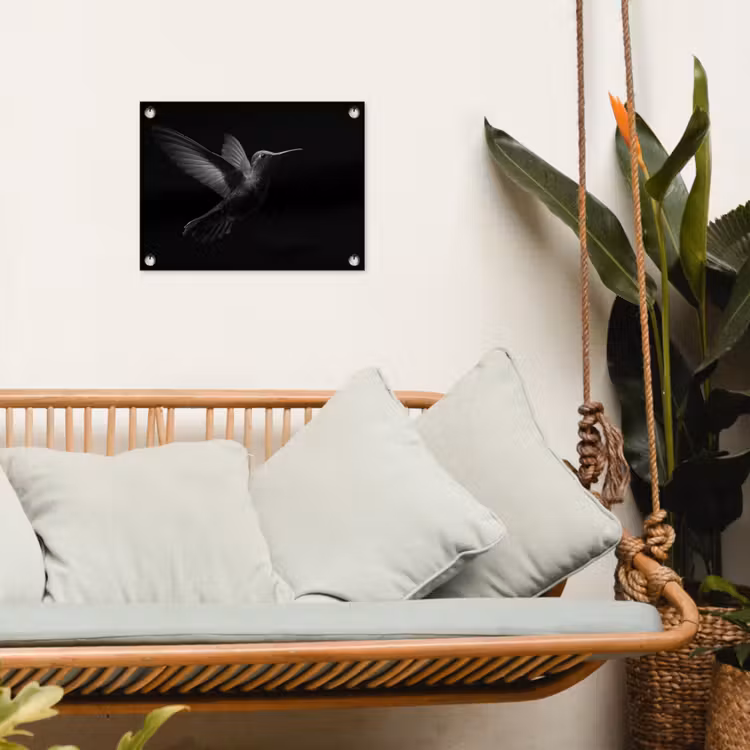 Kolibrie - Zwart - Dieren tuinposter los doek klein -sfeer7