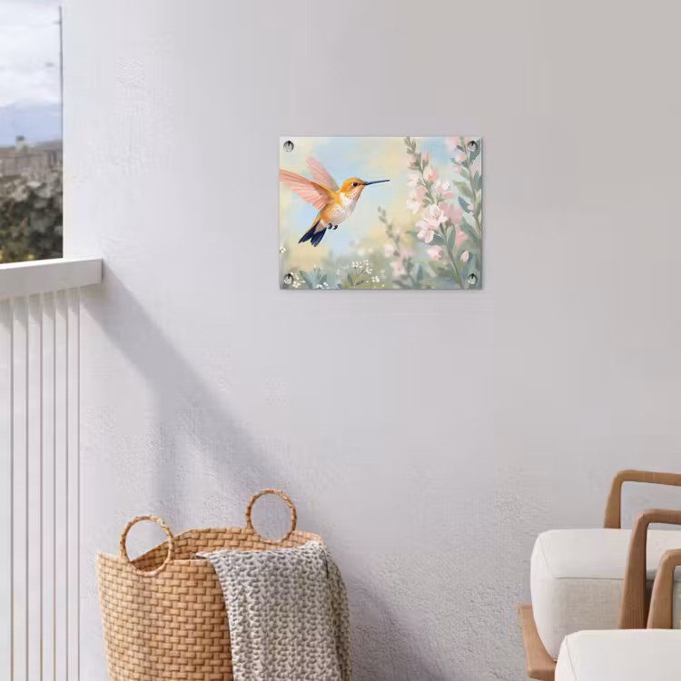 Kolibrie - Illustratie - Kleurrijk tuinposter los doek klein -sfeer8
