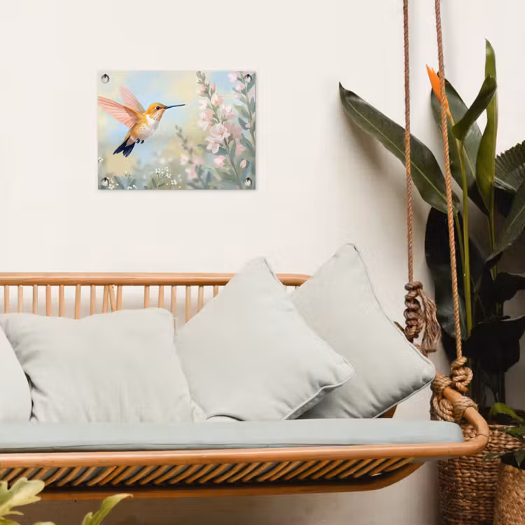 Kolibrie - Illustratie - Kleurrijk tuinposter los doek klein -sfeer7