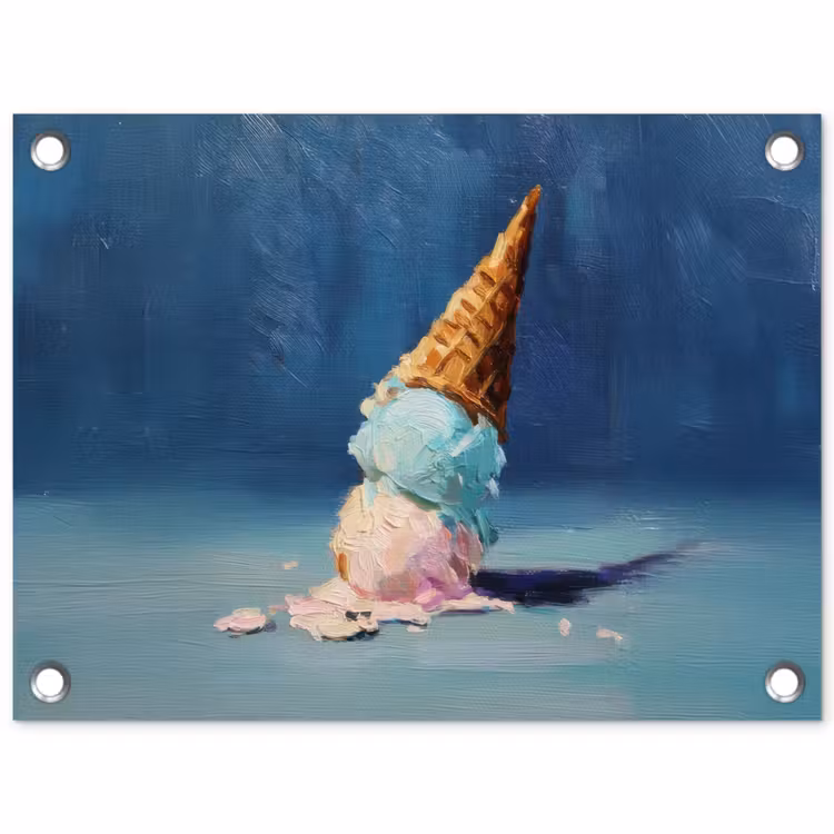Ijshoorn - Bolletjes - Smelt - Roze tuinposter los doek klein -3d