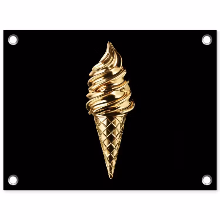 Ijs - Goud - Zwart - Eten tuinposter los doek klein -3d