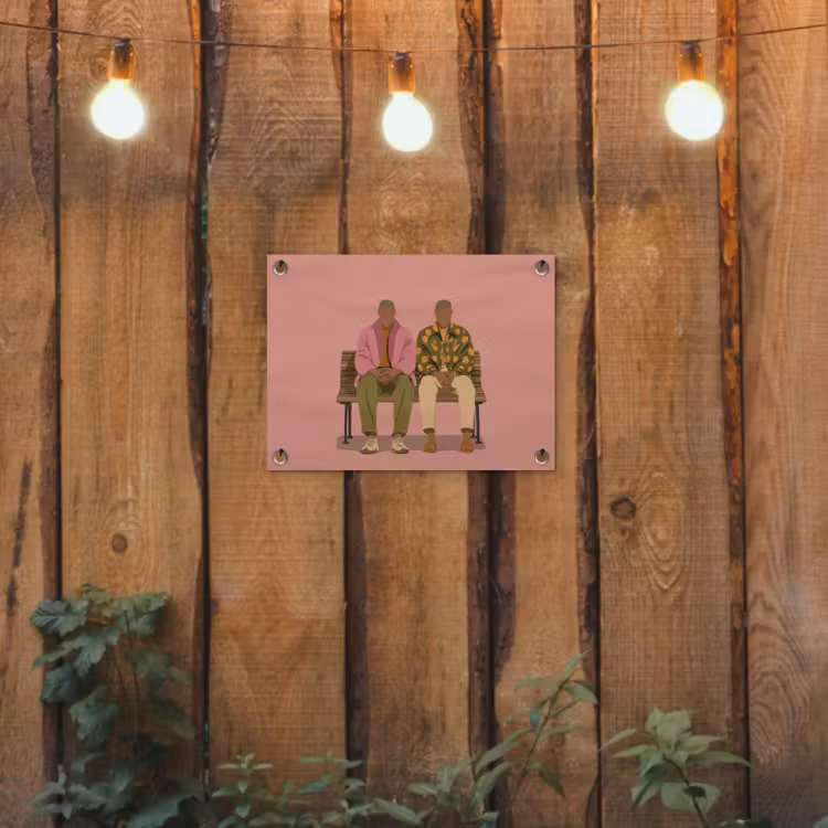 Illustratie - Bankje - Personen - Minimalistisch tuinposter los doek klein -sfeer1