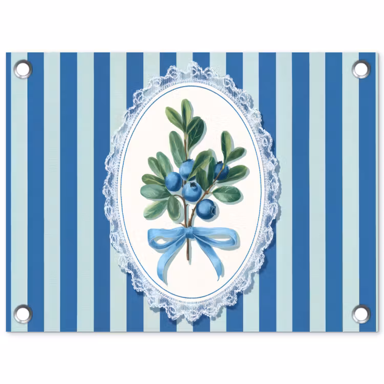 Illustratie - Bessen - Blauw - Strepen tuinposter los doek klein -3d