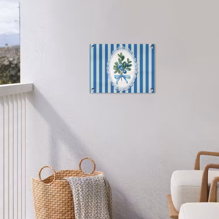 Illustratie - Bessen - Blauw - Strepen tuinposter los doek klein -sfeer8