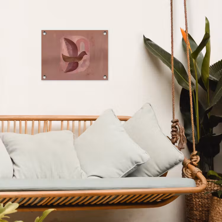 Illustratie - Vogels - Abstract - Roze tuinposter los doek klein -sfeer7