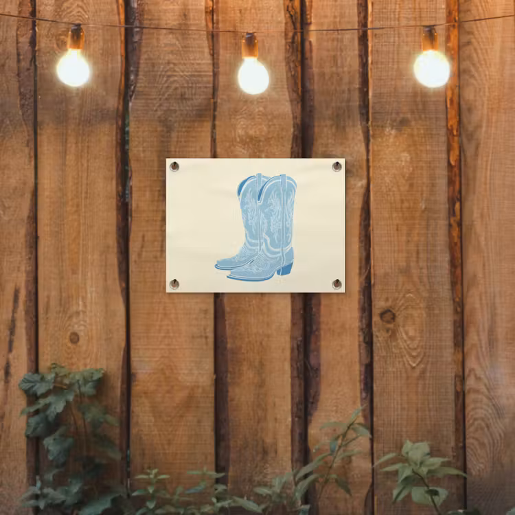 Illustratie - Cowboylaarzen - Patroon tuinposter los doek klein -sfeer1