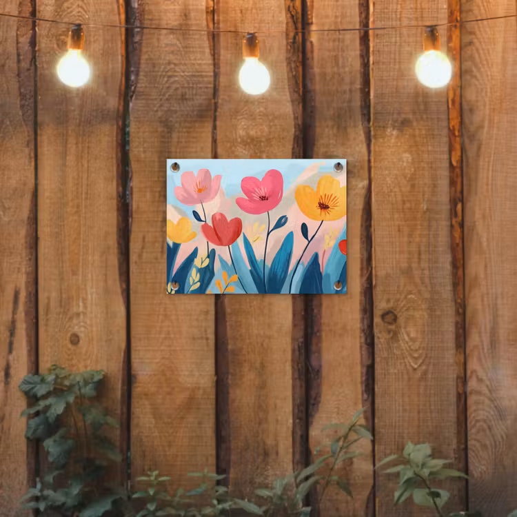 Illustratie - Bloemen - Kleurrijk tuinposter los doek klein -sfeer1