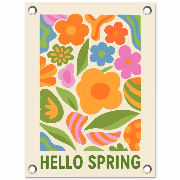 Illustratie - Bloemen - Quote - Kleurrijk tuinposter los doek klein -3d
