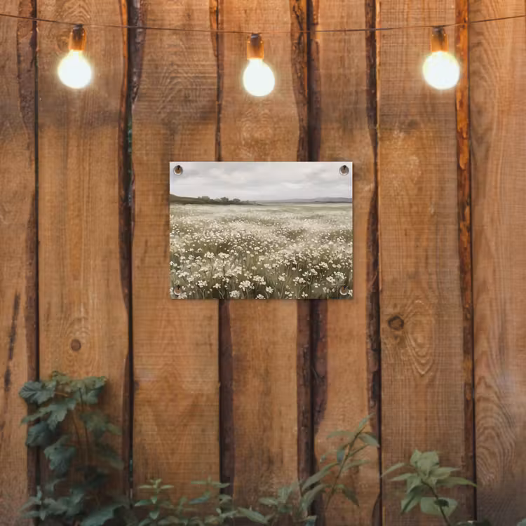Illustratie - Landschap - Wit tuinposter los doek klein -sfeer1