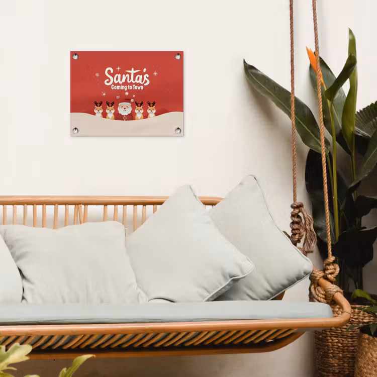 Illustratie - Kerstman - Rendieren - Rood tuinposter los doek klein -sfeer7