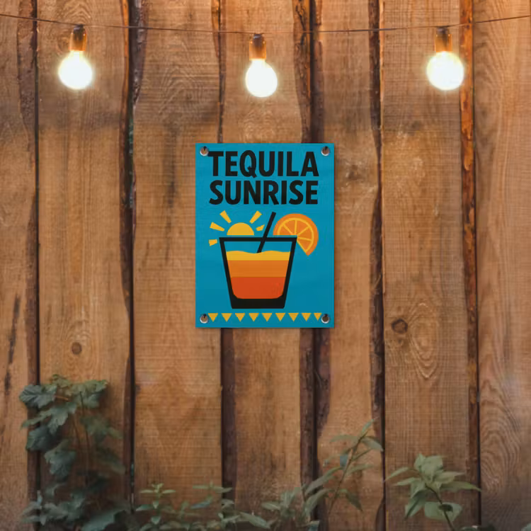 Illustratie - Tequila - Glas - Blauw tuinposter los doek klein -sfeer1