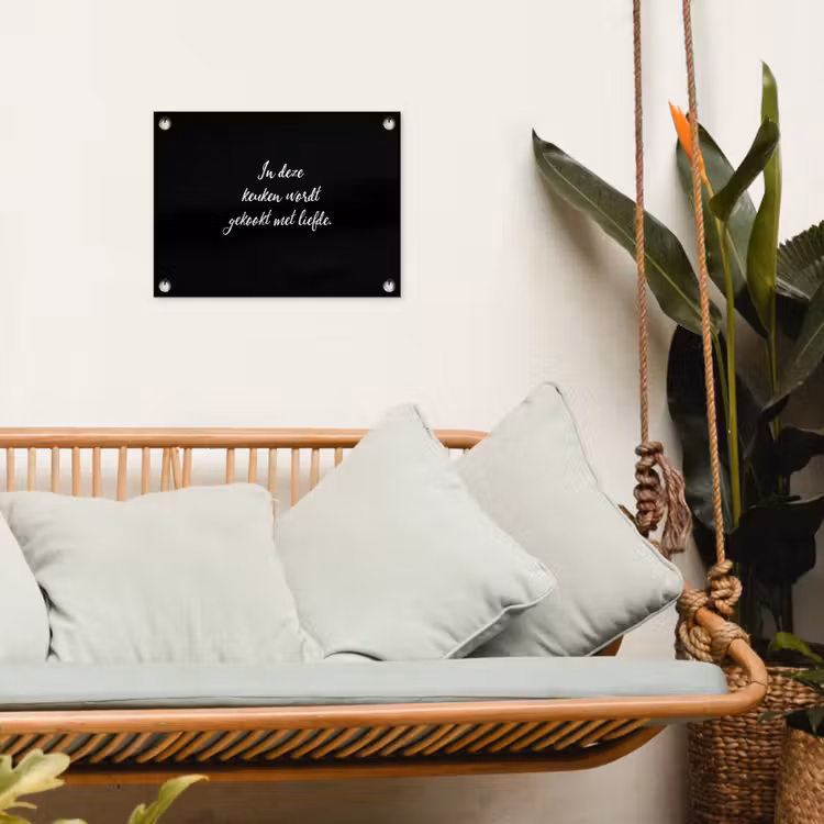 In deze keuken wordt gekookt met liefde - Koken - Spreuken - Quotes - Liefde tuinposter los doek klein -sfeer7