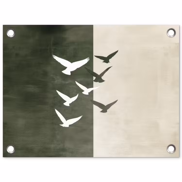 Japandi - Vogel - Groen tuinposter los doek klein -3d