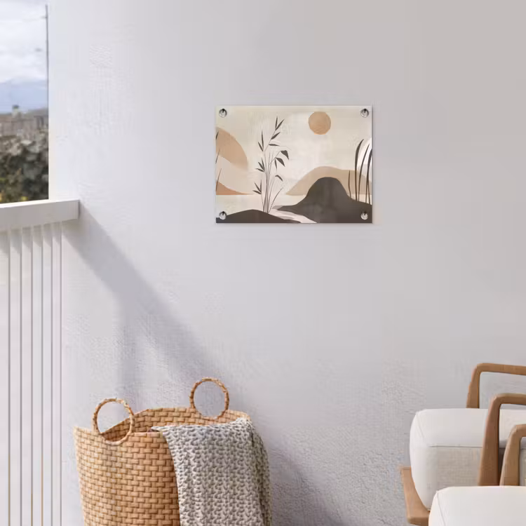Japandi - Landschap - Beige tuinposter los doek klein -sfeer8