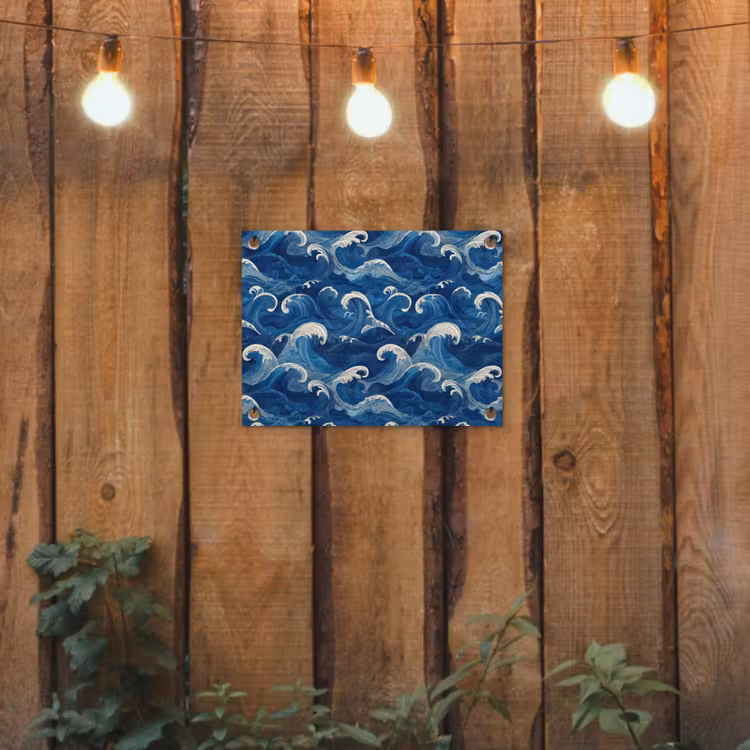 Japans - Oceaan - Golven - Blauw tuinposter los doek klein 239 -sfeer1