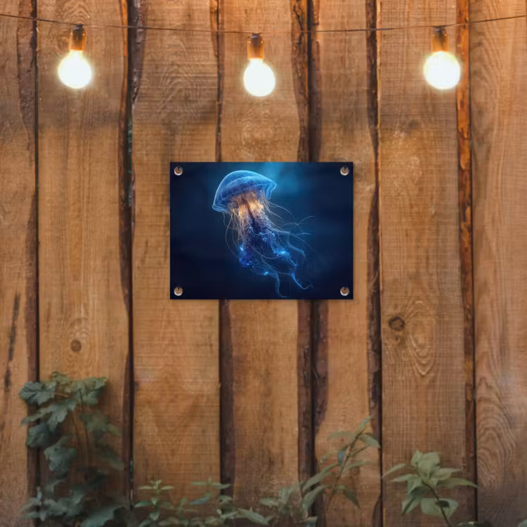 Kwal - Lichtgevend - Tentakels - Blauw tuinposter los doek klein -sfeer1