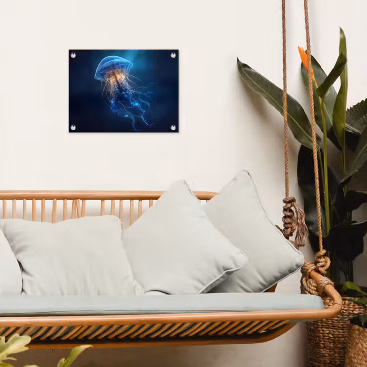 Kwal - Lichtgevend - Tentakels - Blauw tuinposter los doek klein -sfeer7