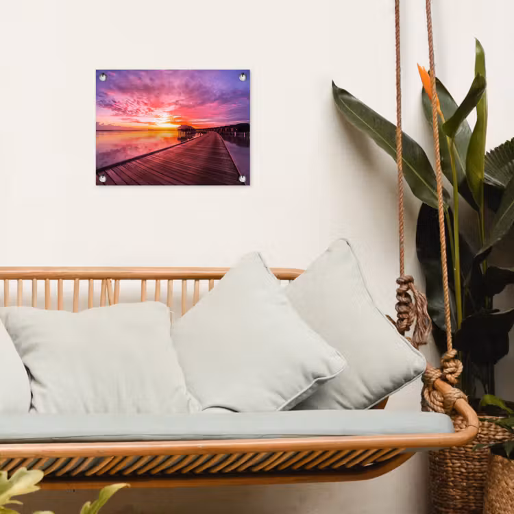 Steiger - Water - Zon - Roze - Horizon tuinposter los doek klein -sfeer7
