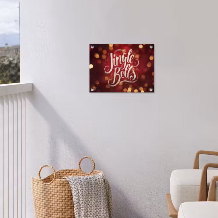 Jingle - Bells - Kerst - Rood tuinposter los doek klein -sfeer8