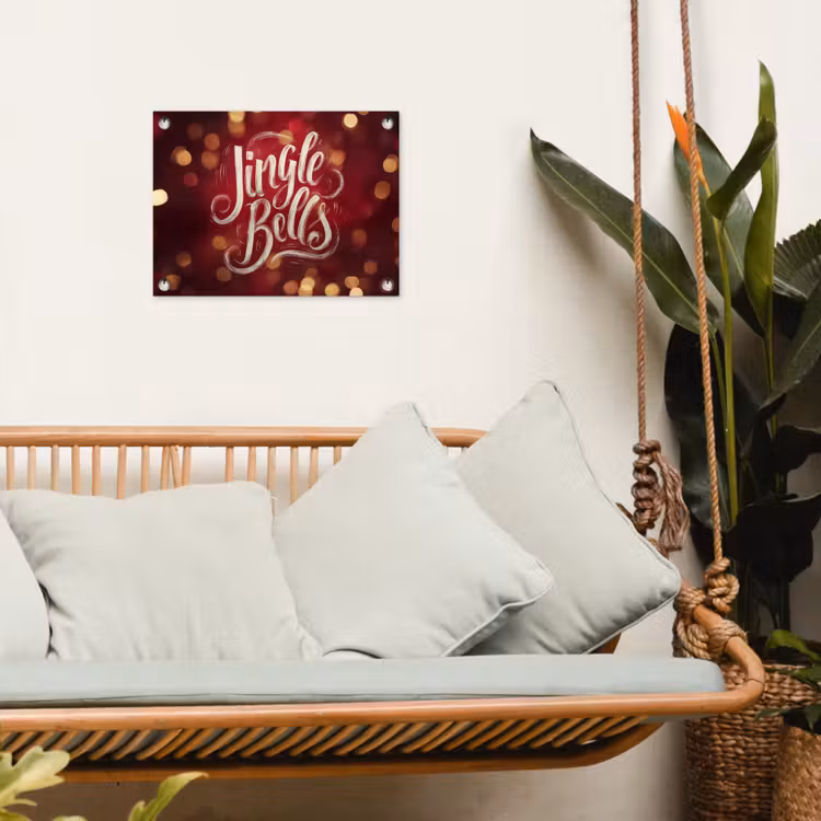 Jingle - Bells - Kerst - Rood tuinposter los doek klein -sfeer7