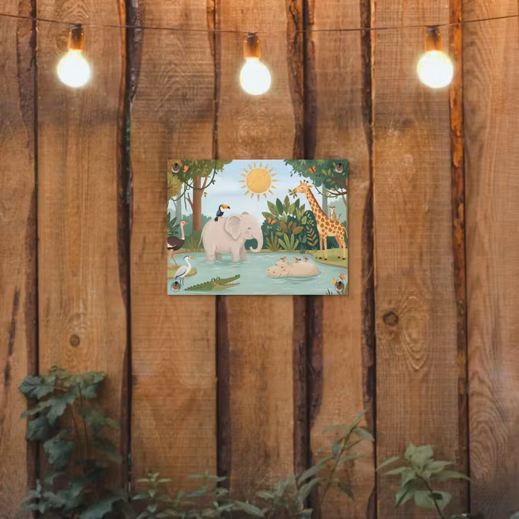 Jungle - Oase - Dieren - Kleurrijk tuinposter los doek klein -sfeer1