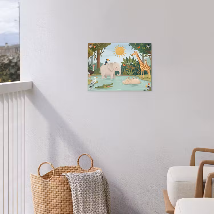 Jungle - Oase - Dieren - Kleurrijk tuinposter los doek klein -sfeer8