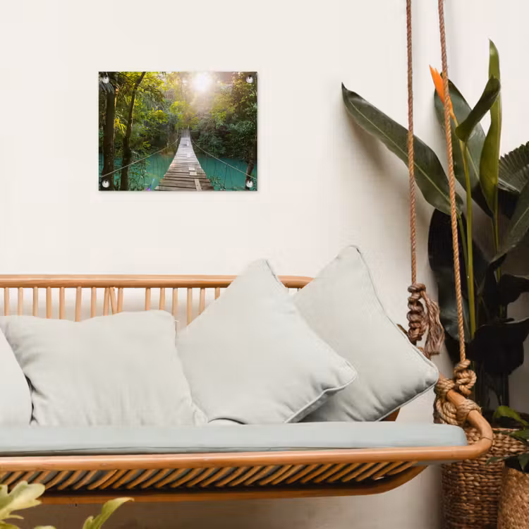 Jungle - Water - Brug - Natuur - Planten tuinposter los doek klein -sfeer7